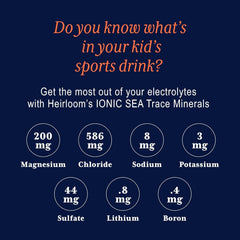 Trace minerals kids electrolytes liquid close-up highlights clean, unflavored hydration support