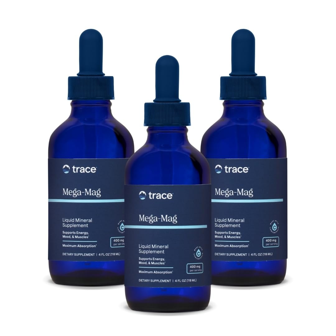 Trace Minerals Mega-Mag liquid bottle for daily energy support