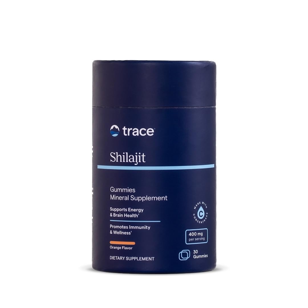 Trace Minerals Shilajit Gummies orange bottle for daily energy and immunity support.