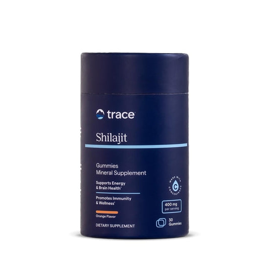 Trace Minerals Shilajit Gummies orange bottle for daily energy and immunity support.