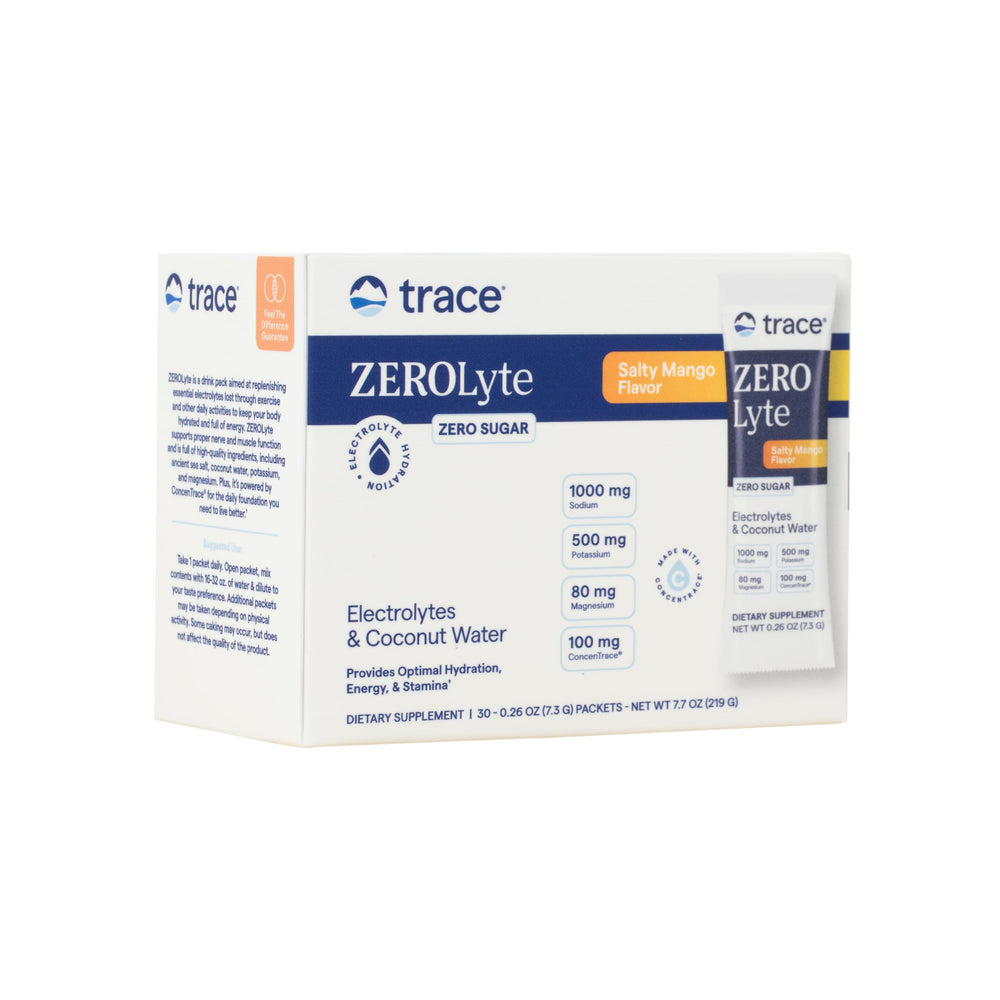 Trace Minerals Zerolyte salty mango packet ready for on-the-go hydration