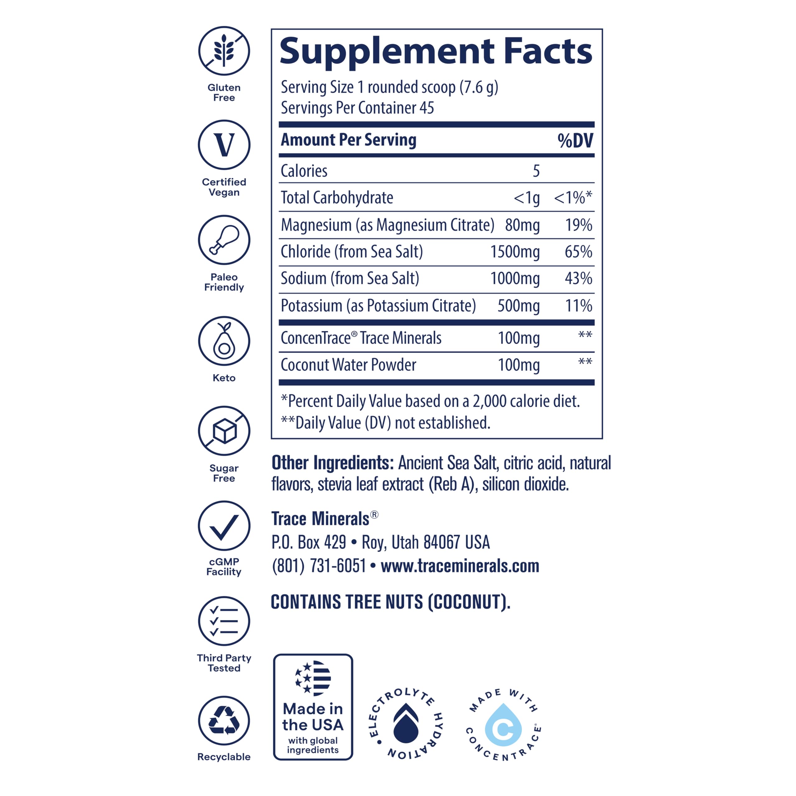 Trace Minerals Zerolyte salty orange packet shows convenient single-serving on-the-go hydration.