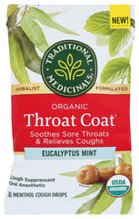 Traditional Medicinals Eucalyptus Mint Lozenges box, refreshing mint flavor for quick throat comfort