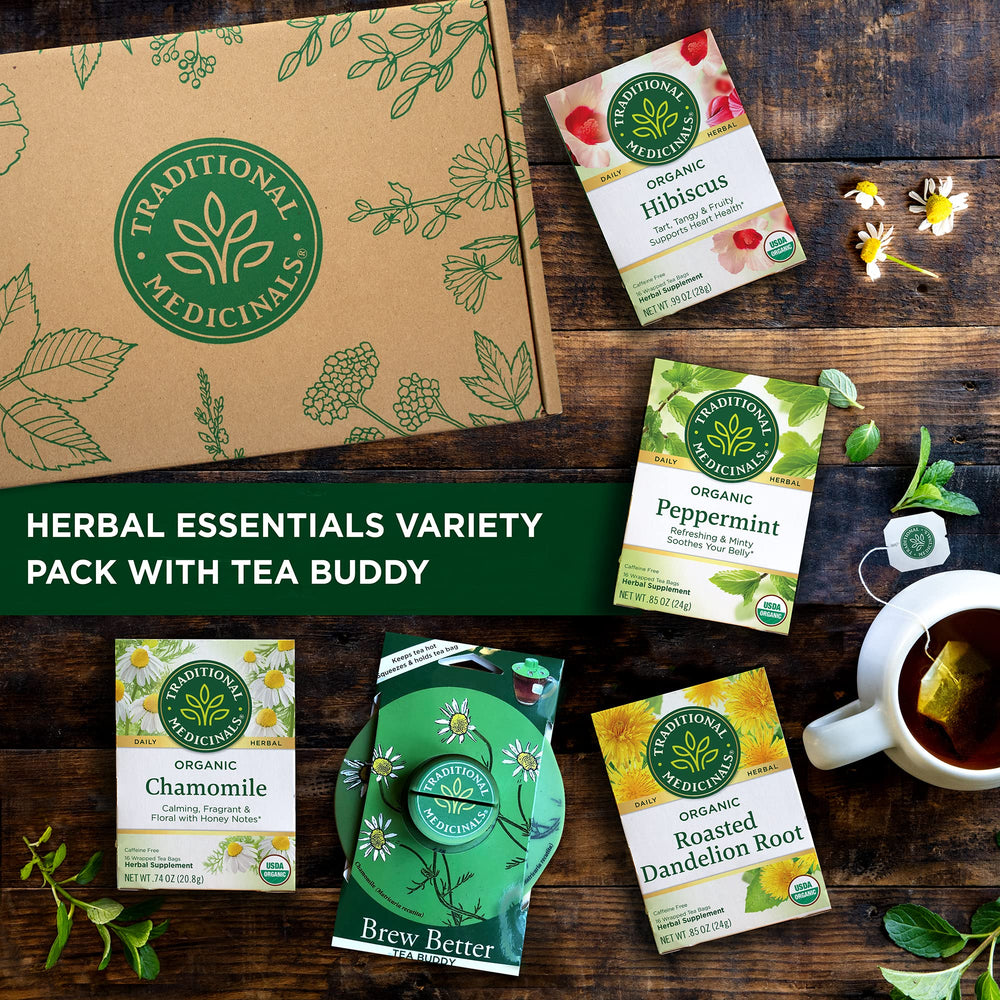 Traditional Medicinals hibiscus tea glass, tart and fruity aroma brightening the day.