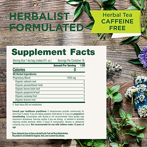 Traditional Medicinals Nighty Night Extra box highlighting organic, caffeine-free herbal tea.