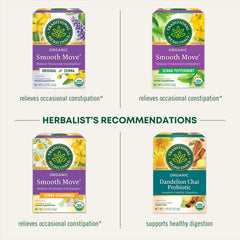 Traditional Medicinals Smooth Move label shows organic and non-GMO certifications.