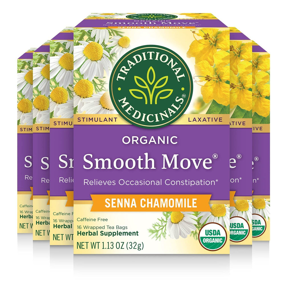 Traditional Medicinals Smooth Move tea bags offer gentle overnight support.