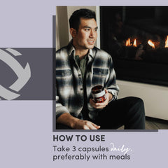 Tranont Balance capsules beside water, illustrating digestion-friendly use.