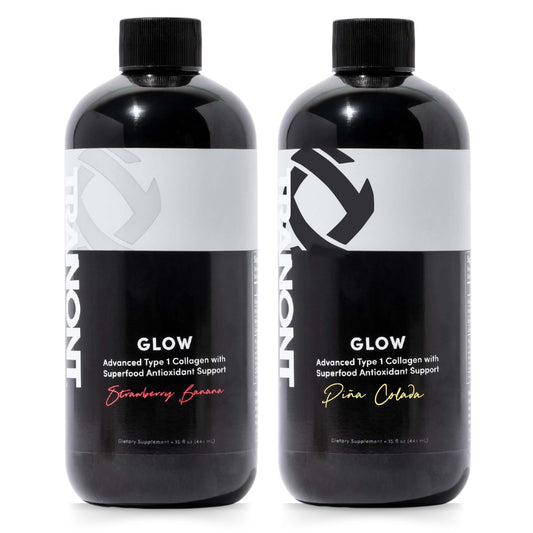 Tranont Glow 2-PK strawberry banana bottle pour for hydration and antioxidants