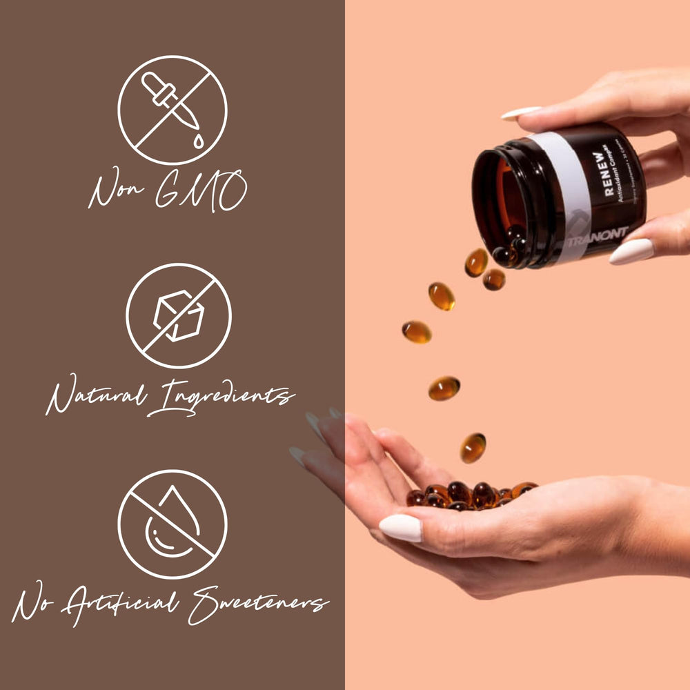 Tranont Renew natural ingredients emphasis on annatto-derived components and selenium.