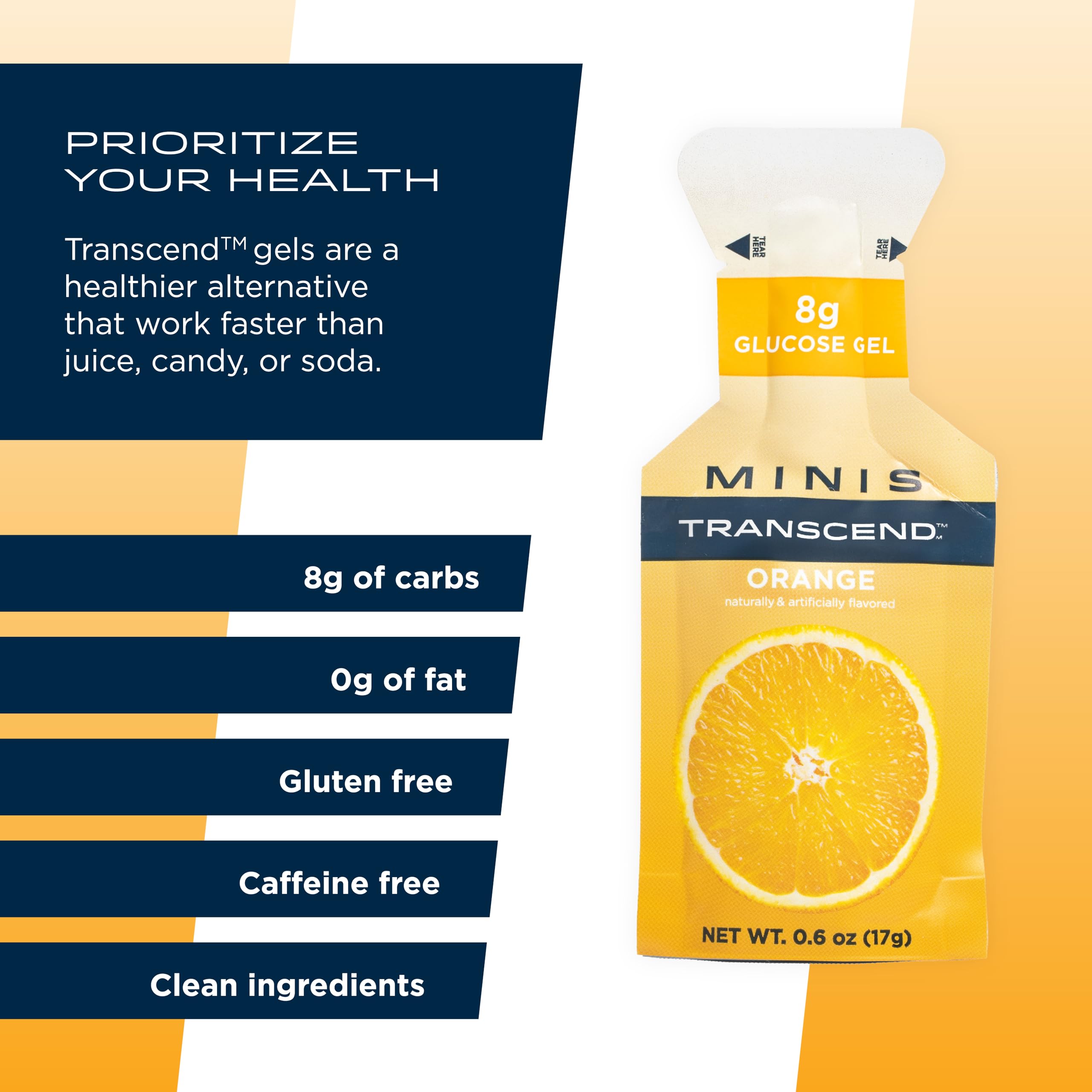 Transcend mini orange gel pack 24-pack highlighting travel convenience.
