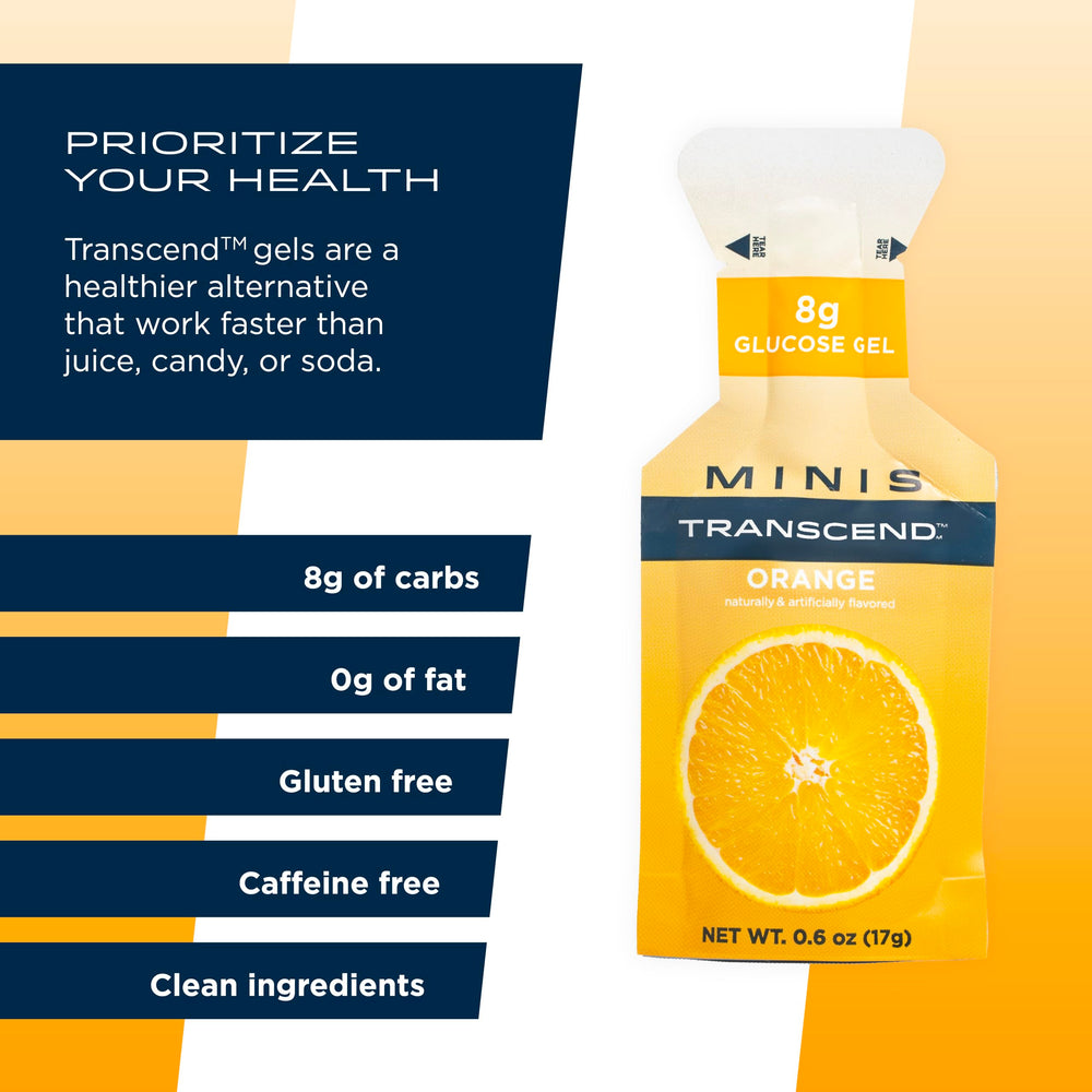 Transcend mini orange gel pack 24-pack highlighting travel convenience.