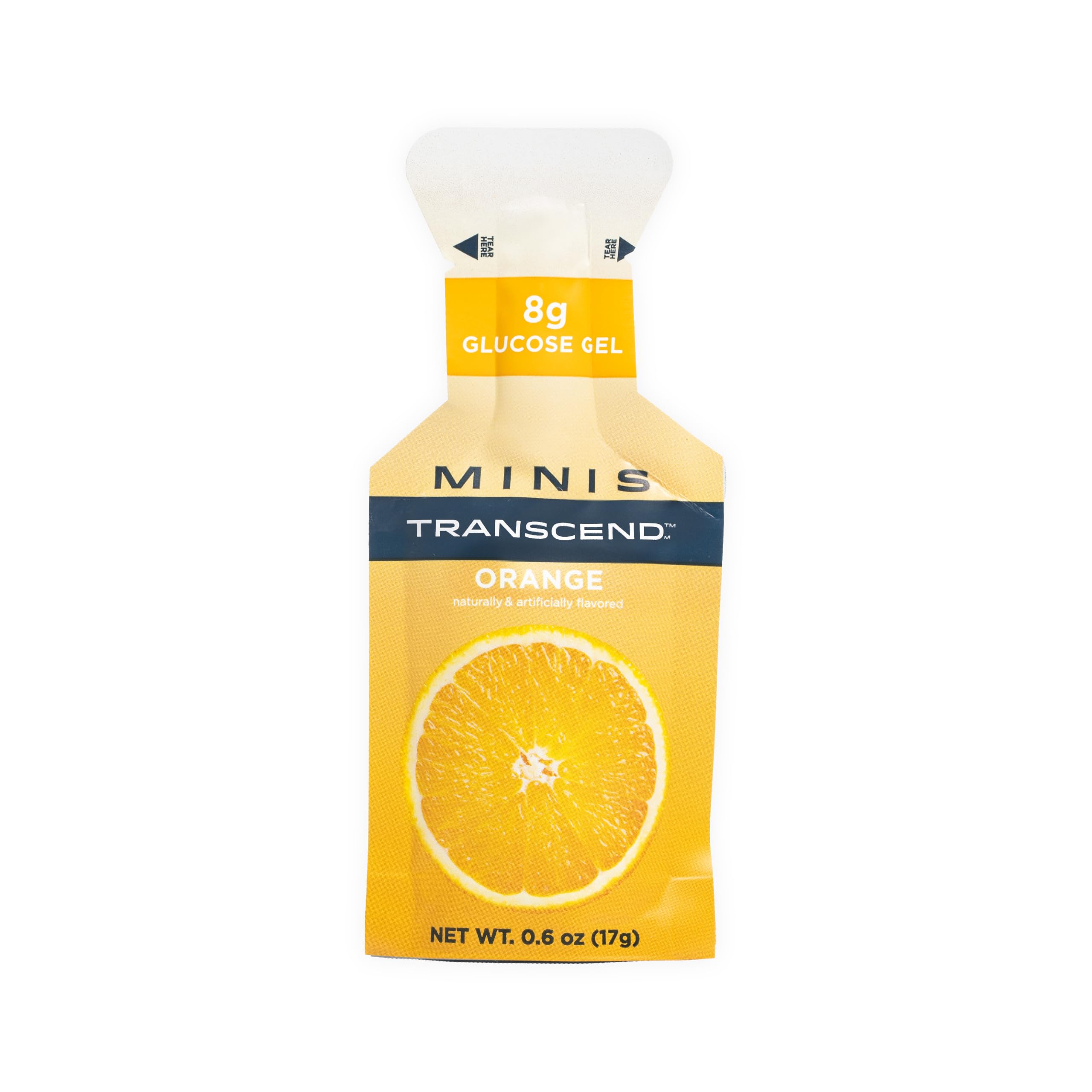 Transcend mini orange gel pack front view for quick energy on the go.