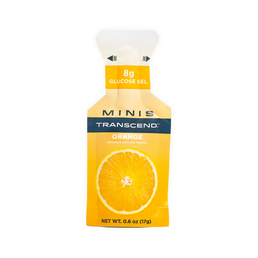 Transcend mini orange gel pack front view for quick energy on the go.