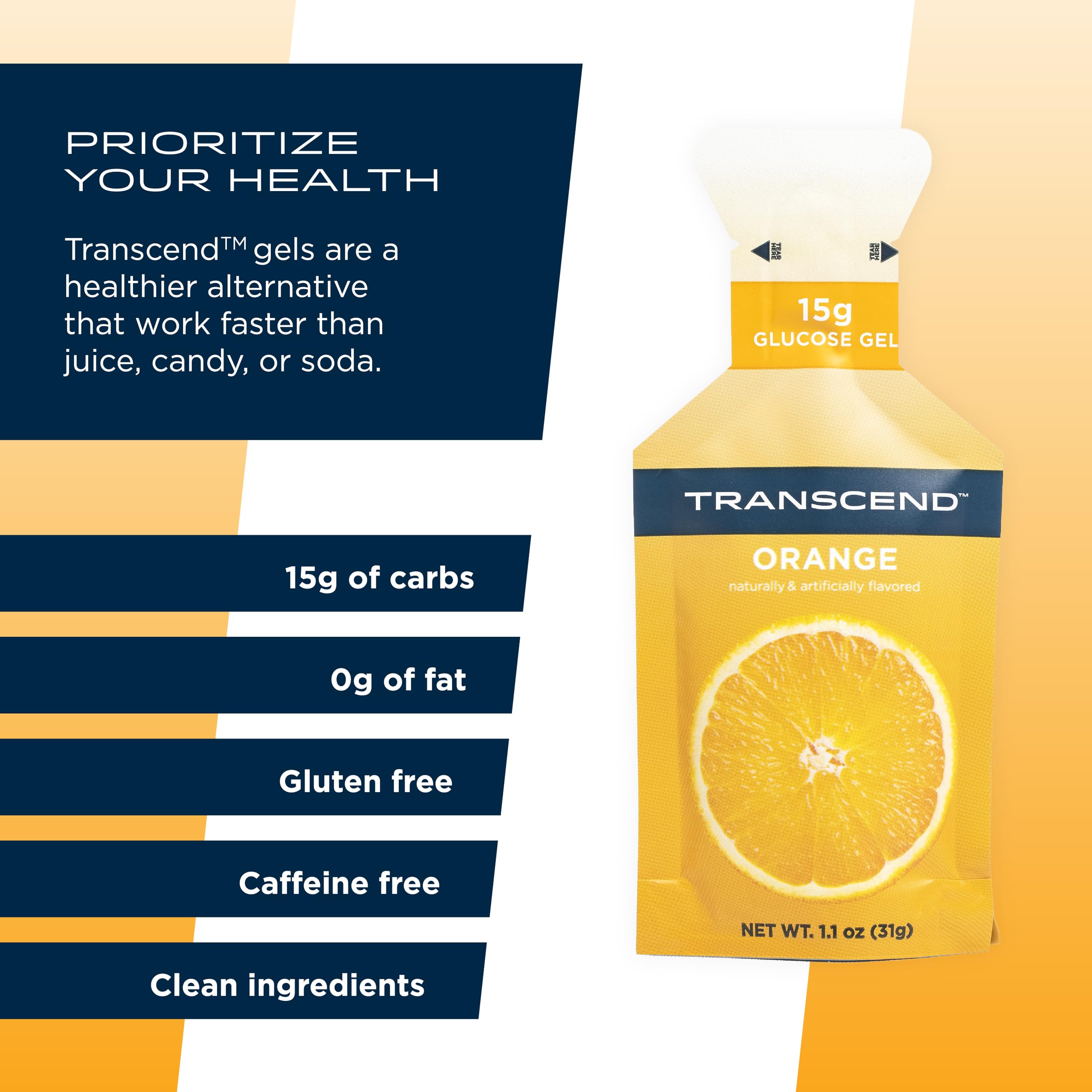Transcend orange gel travel-friendly pack ideal for races and commutes.