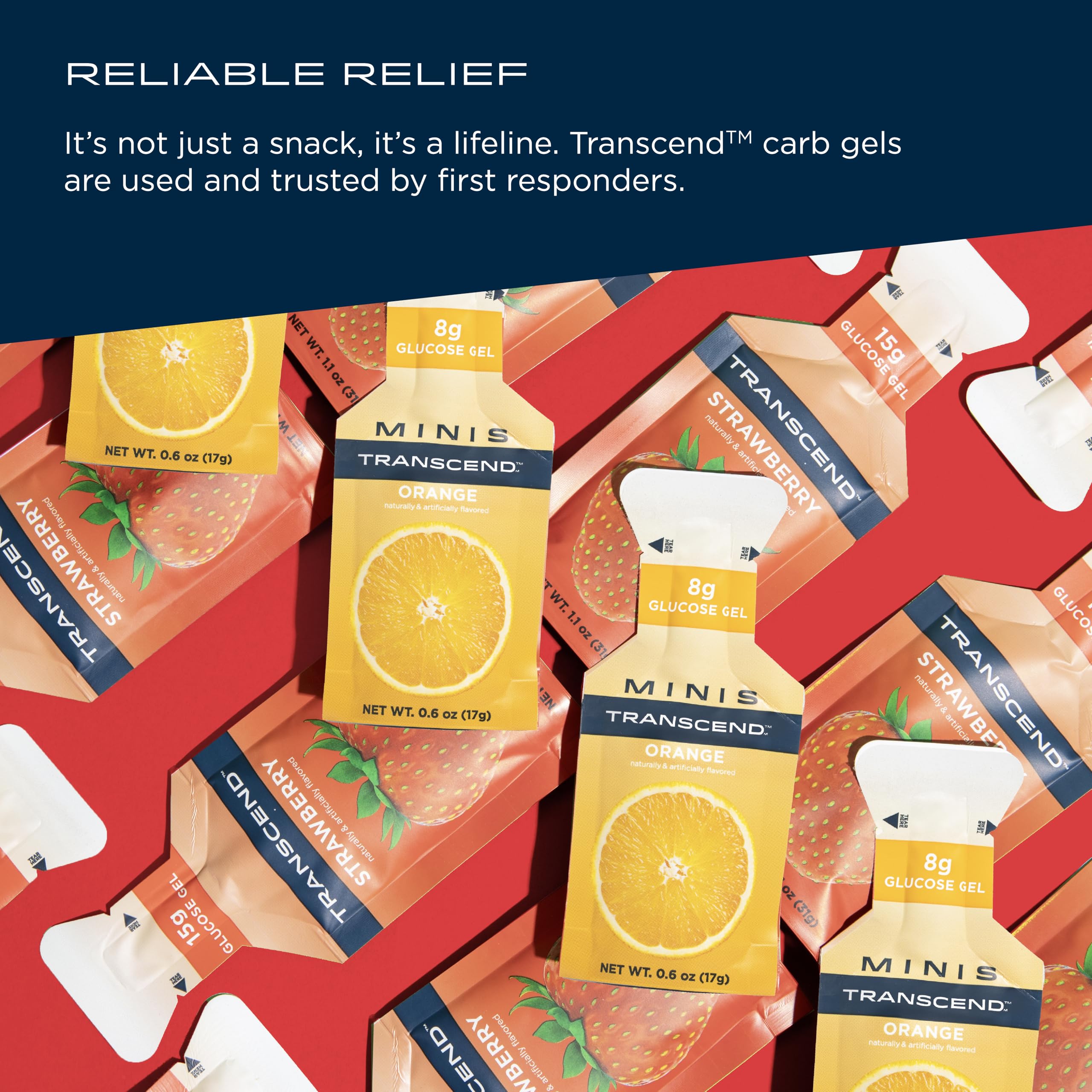 Transcend Orange flavor gel texture close-up highlighting tangy taste and energy