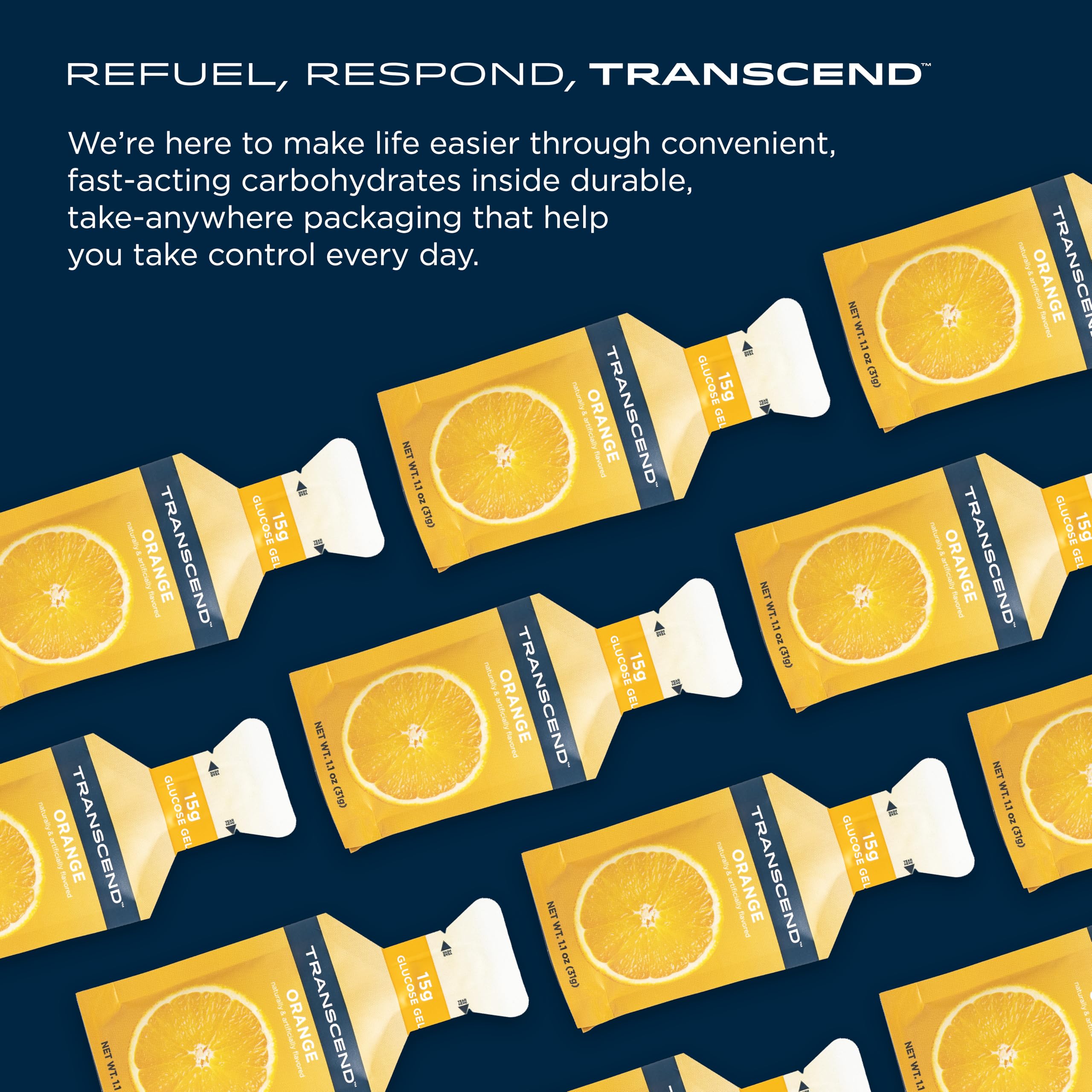 Transcend Orange Gels gluten-free caffeine-free option for mid-workout fueling.
