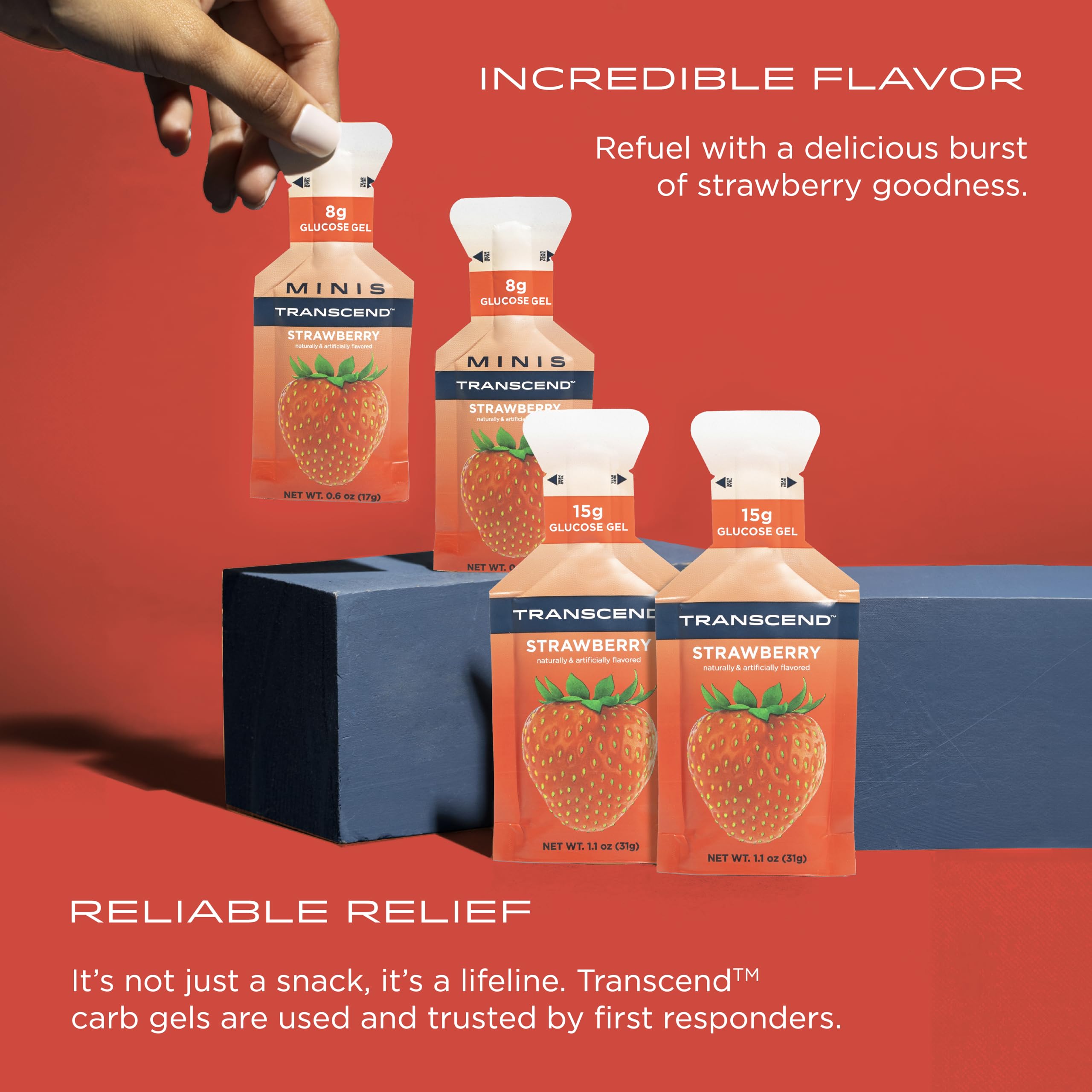 Transcend Strawberry Energy Gel bottle in use during a run.
