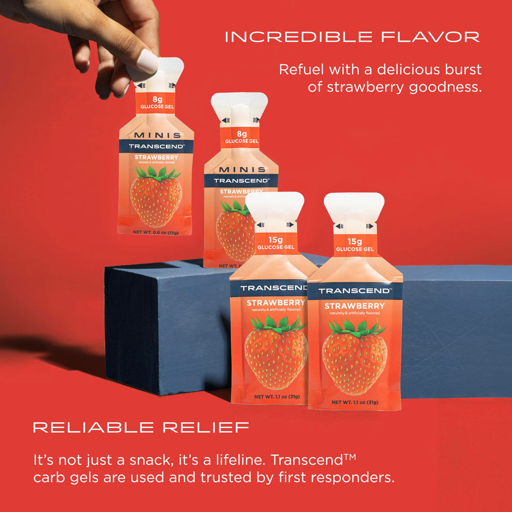 Transcend Strawberry Energy Gel bottle in use during a run.