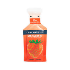 Transcend Strawberry Gel pack front view for quick energy on the go