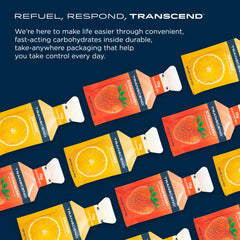 Transcend Strawberry + Orange Gels used during workouts for fast carbs.