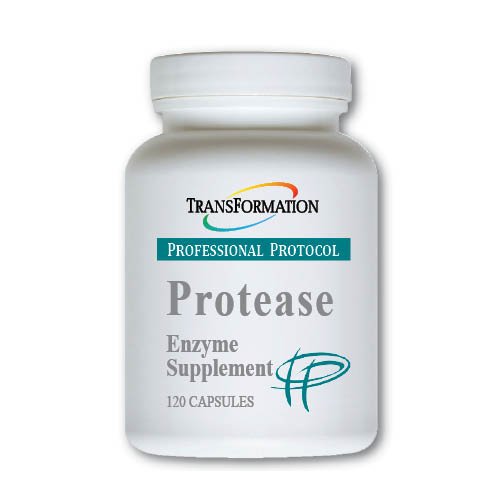 TRANSFORMATION Protease Digestive Supplement bottle highlighting protein digestion support