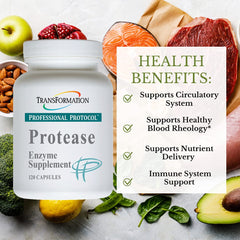 TRANSFORMATION Protease Digestive Capsule close-up showing easy-to-swallow daily use