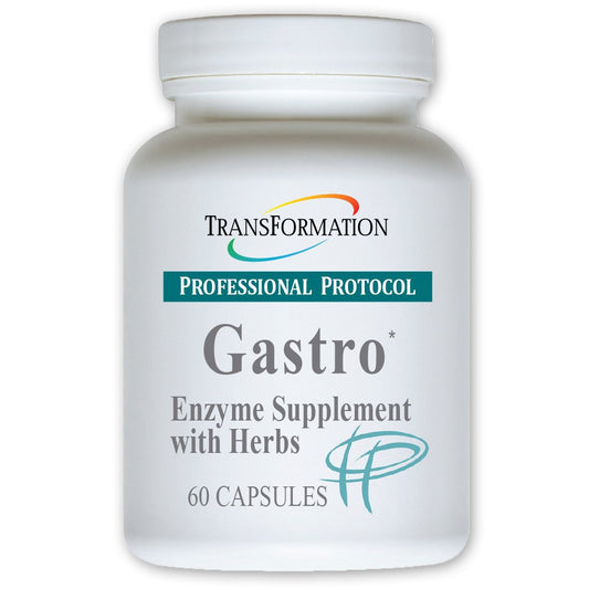 TRANSFORMATION Genesis Gastro Enzyme bottle promoting digestive comfort after meals.