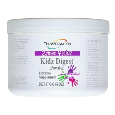 Transformation Kidz Digest powder bottle promotes gentle digestion and everyday comfort.