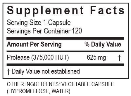 TRANSFORMATION Protease 375K glass with water shows convenient daily enzyme support.