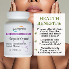 TRANSFORMATION RepairZyme capsules ready to swallow for daily digestive use