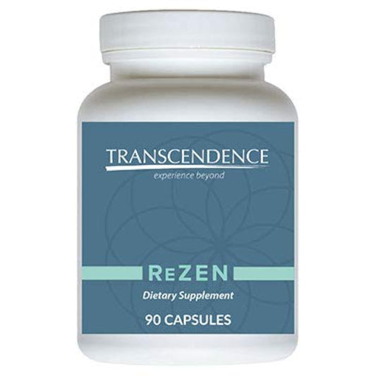 TRANSFORMATION ReZEN bottle close-up highlighting calming blend and brain support