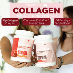 TransformHQ Beauty Collagen 30 servings container on kitchen surface.