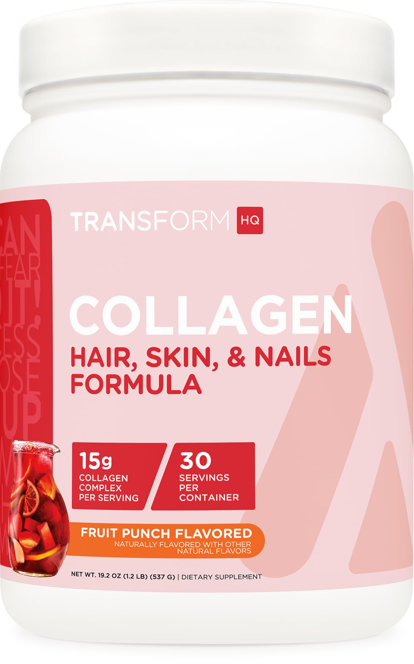 TransformHQ Beauty Collagen fruit punch bottle for daily beauty routine.