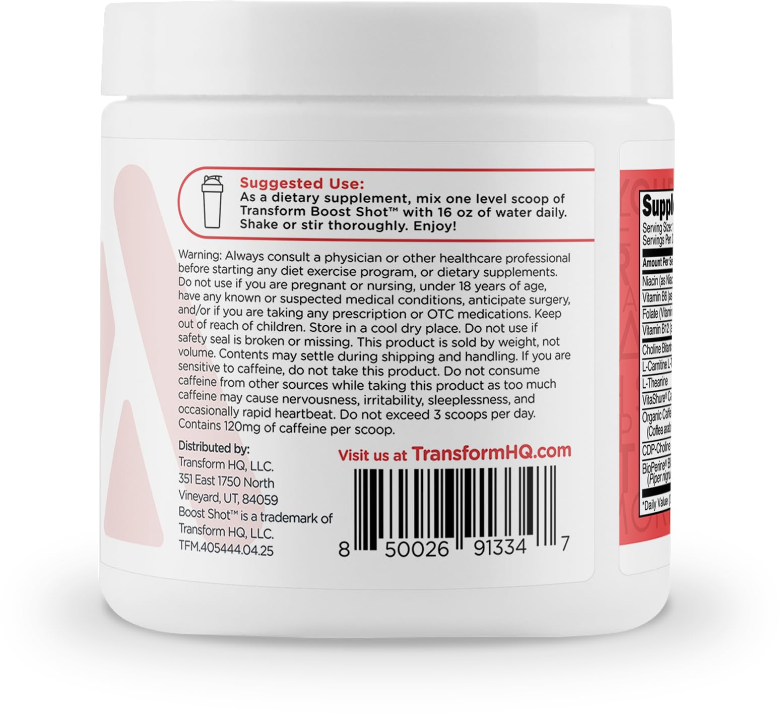 Scoop of TransformHQ Energy & Focus Powder dissolving in water for easy mix