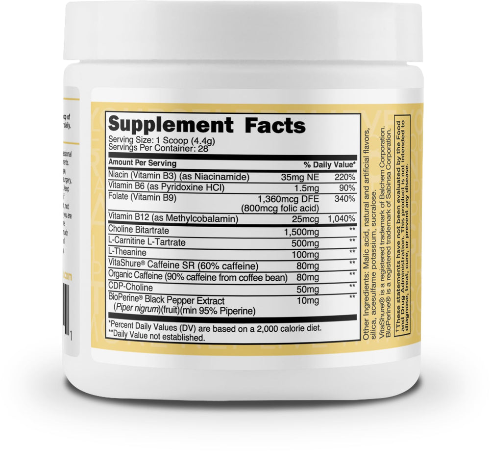 TransformHQ pina colada label closeup highlighting non-GMO and gluten-free ingredients.
