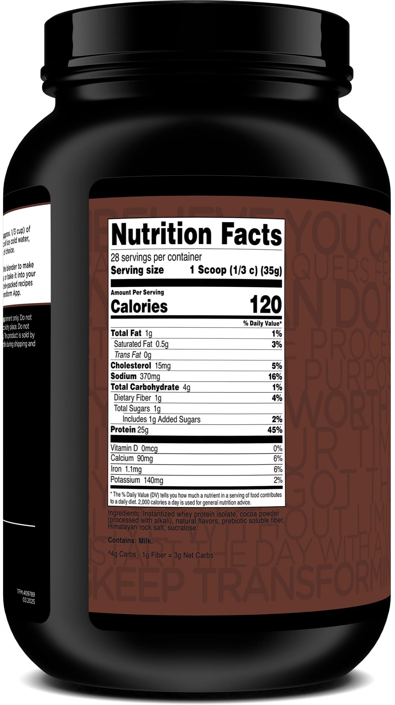 Pour TransformHQ WPI into a glass for a convenient protein drink.