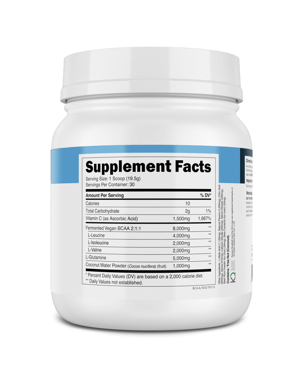 Coconut water powder variant in Transparent Labs BCAA Glutamine mix