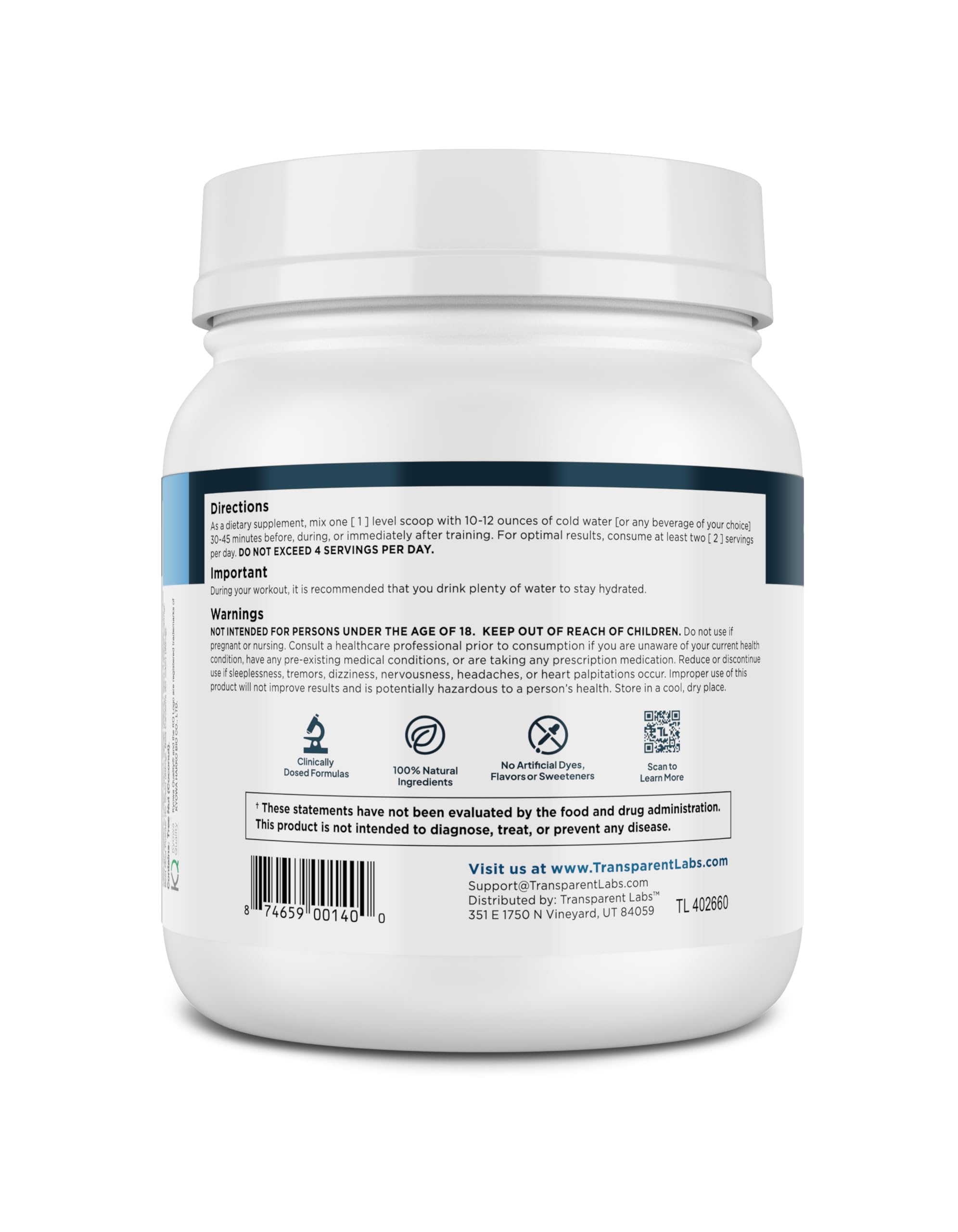 Tropical Punch flavored Transparent Labs BCAA Glutamine foil-pack