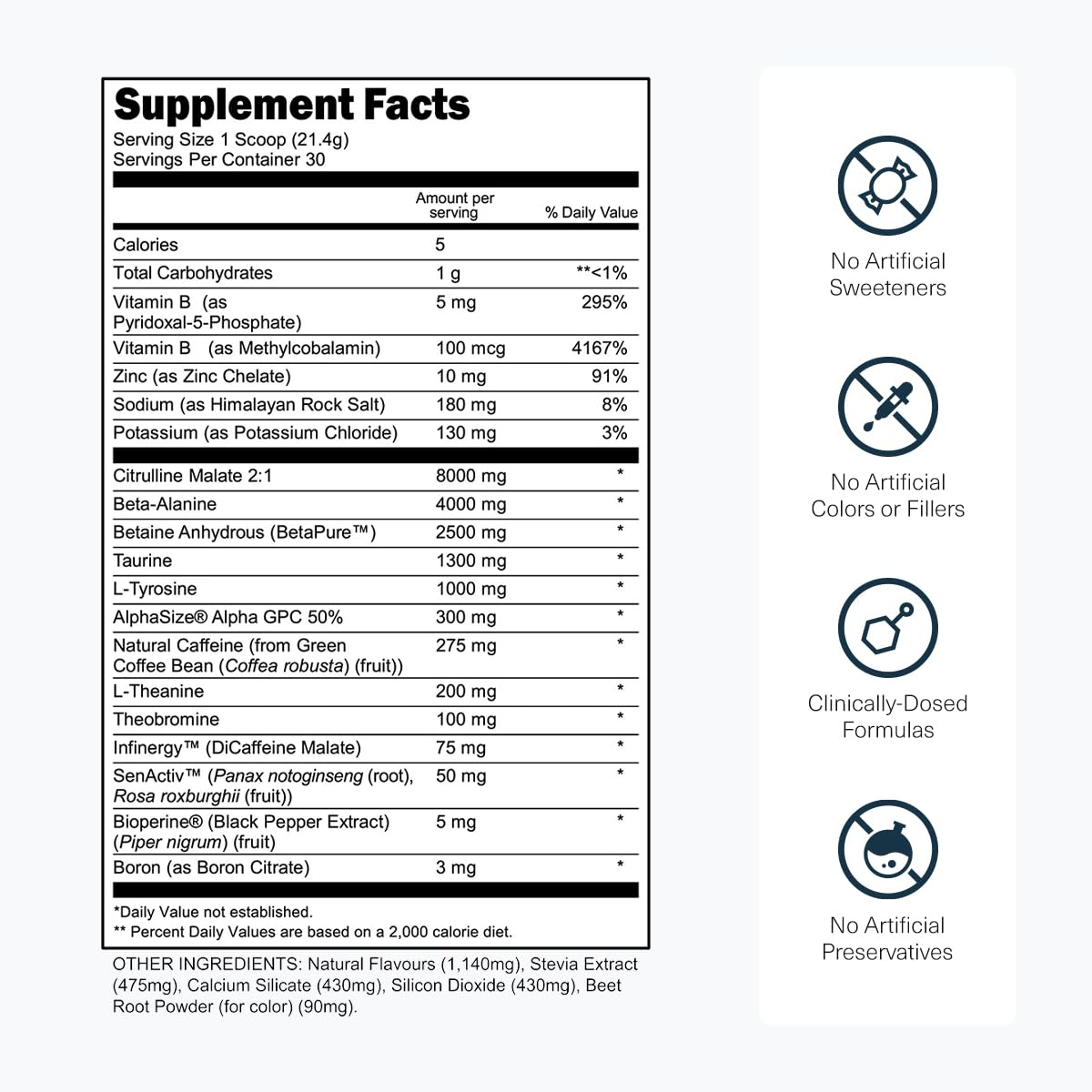 Close-up of Bulk Black label highlights caffeine blend and key ingredients