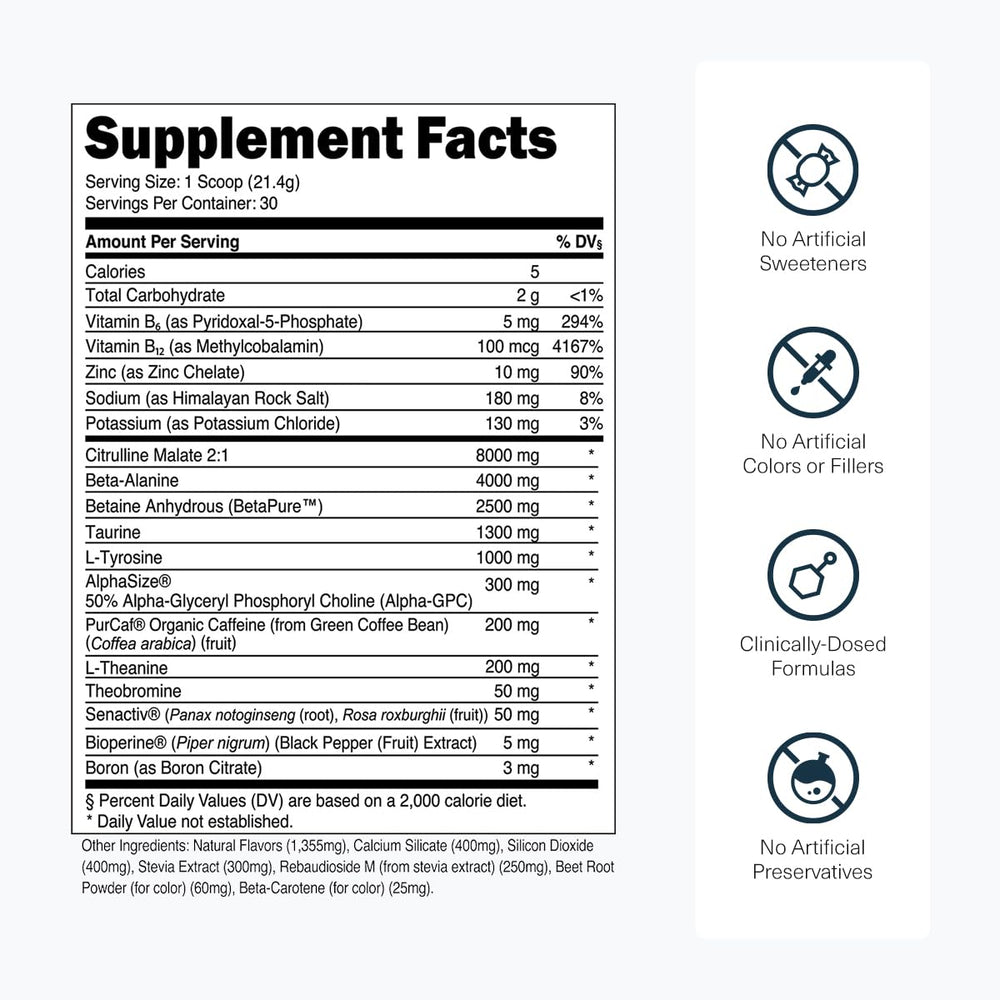 Transparent Labs Bulk Pre-Workout Tropical Punch label highlights transparent ingredients and amounts