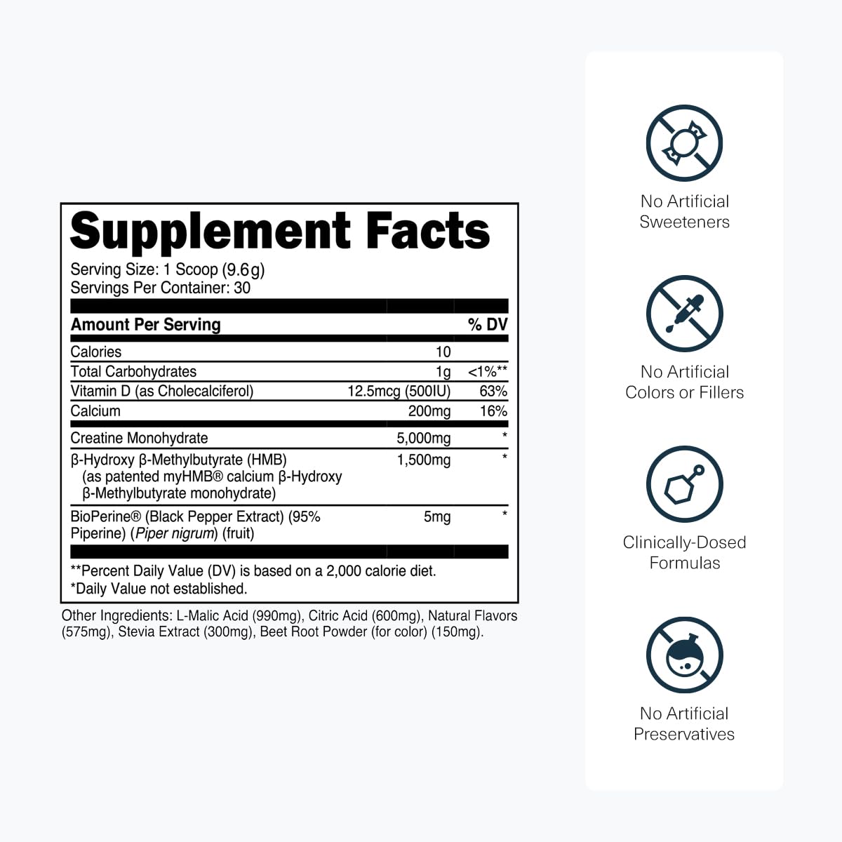 Transparent Labs Creatine HMB powder scoop demonstrates convenient serving.