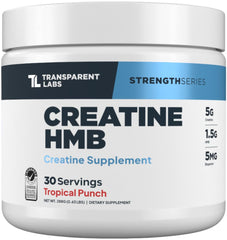Transparent Labs Creatine HMB tropical punch tub for lean gains and energy.