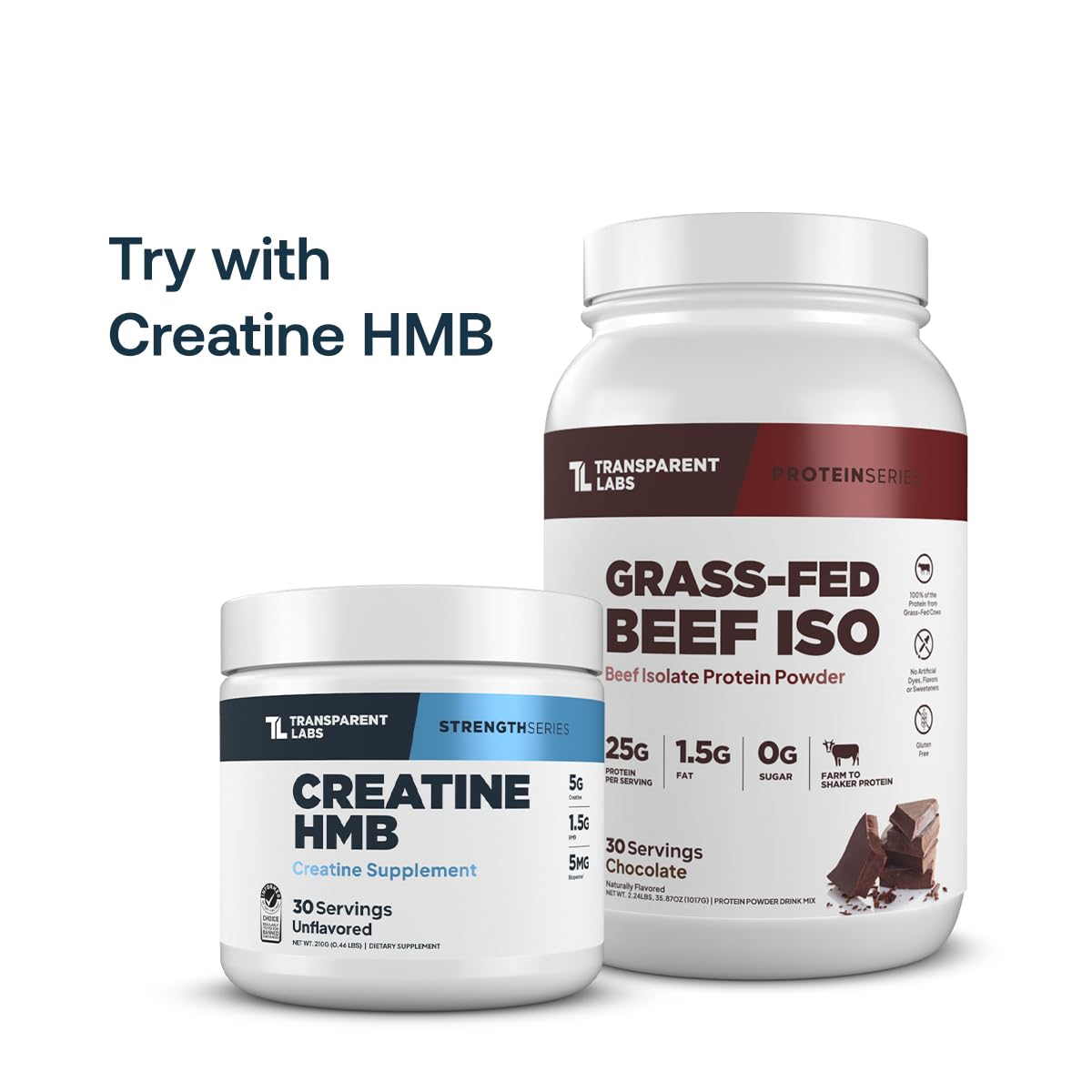 Transparent Labs dairy-free beef protein close-up shows natural sweetness from stevia.
