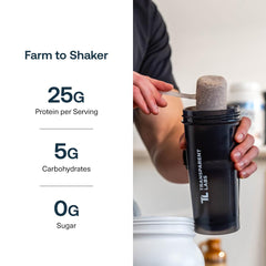 Transparent Labs grass-fed beef protein powder in a shaker for easy mixing.