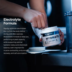 Closeup of Hydrate ingredient label highlighting natural minerals