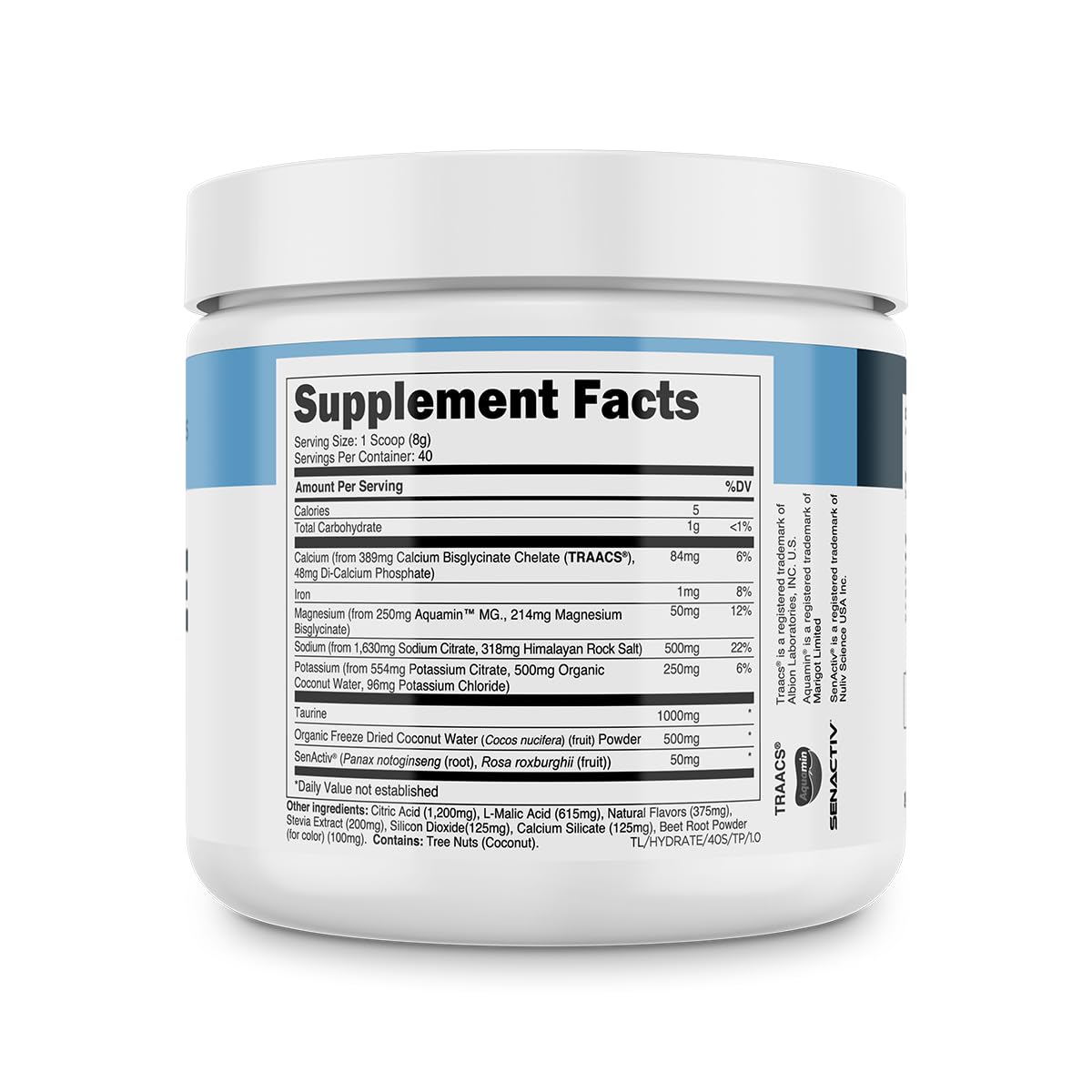 Transparent Labs Hydrate packaging-open shows clean, natural formula.