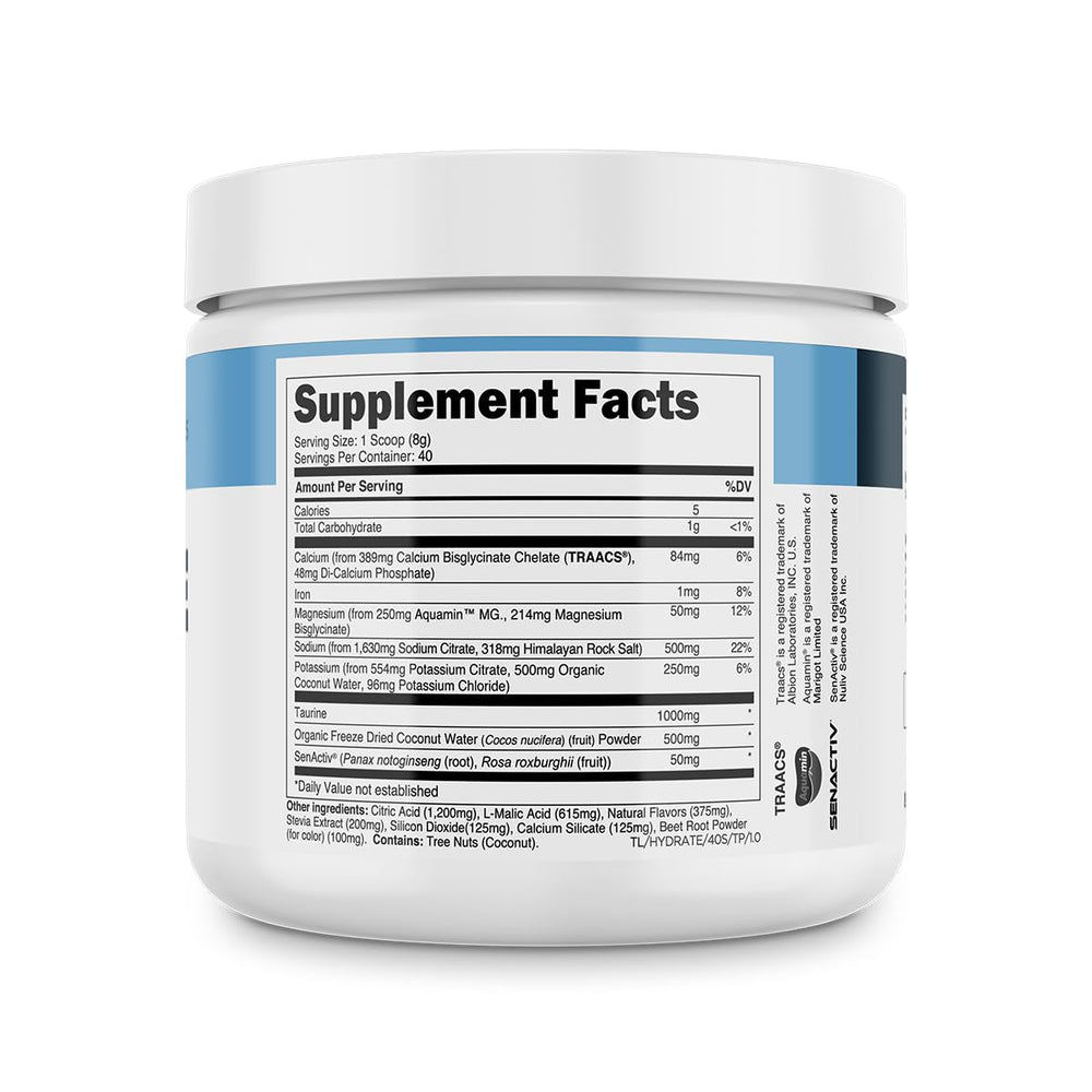 Transparent Labs Hydrate packaging-open shows clean, natural formula.