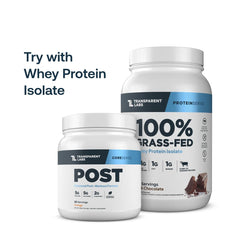 Transparent Labs Post orange-flavor shake glass shows easy post-workout mixing.