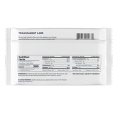 Close-up of dairy-free chocolate chips in Transparent Labs Protein+ Bars.